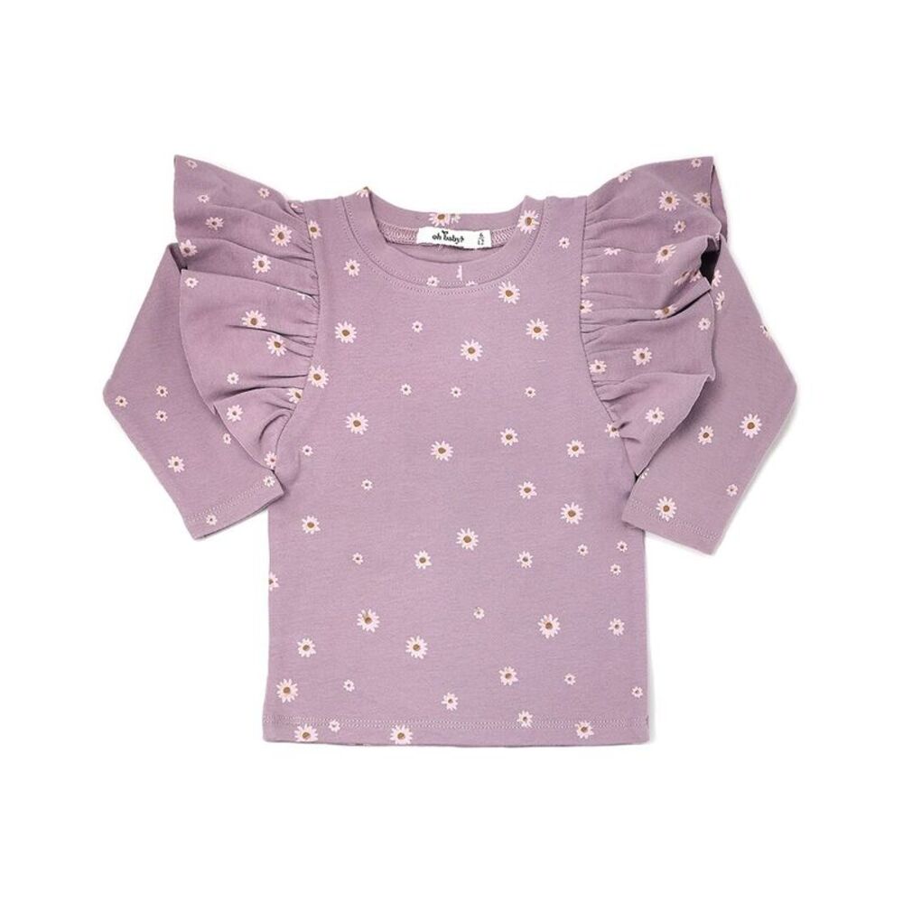 Oh Baby! Girls  Pink Daisies Butterfly Sleeve Tee, Pink